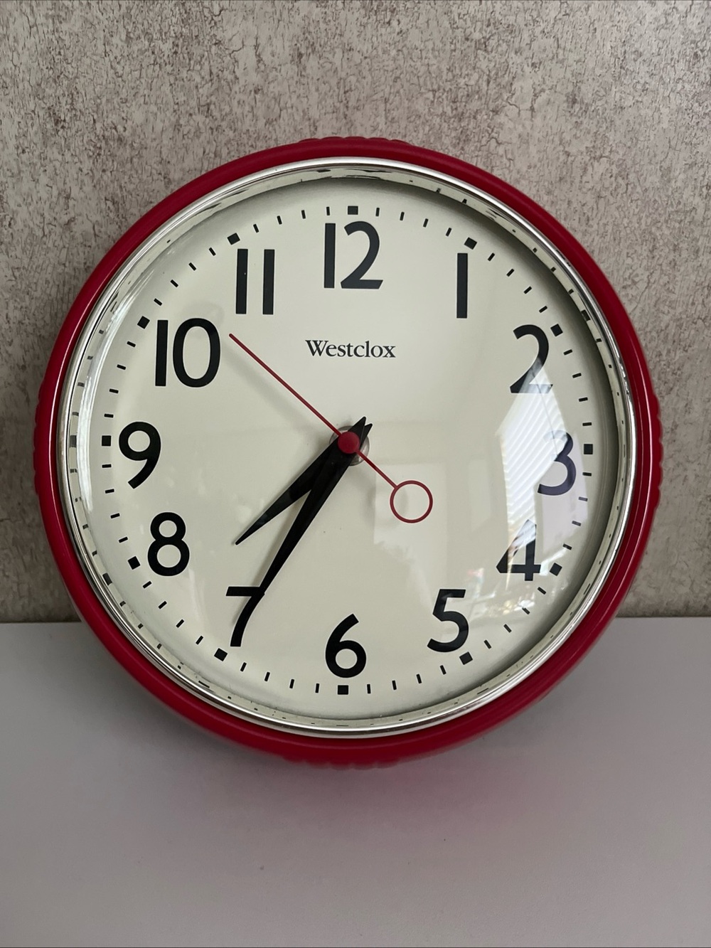 Westclox Retro Red Wall Clock 9.5 Inch Round Office Clock